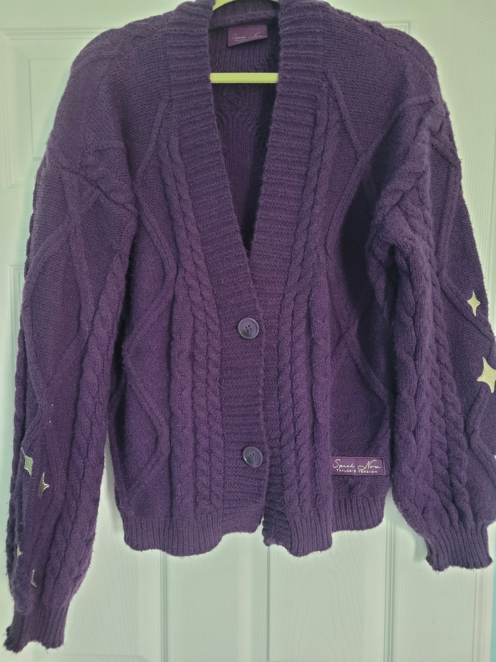 Speak Now Taylor's Version Purple Cable Knit Cardigan Sweater